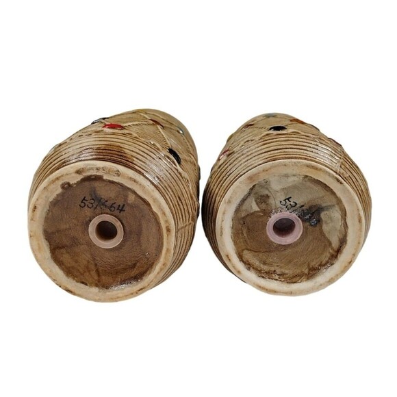 Tilso Barrel Drum Salt Pepper Shakers Hand Painted Ceramic #53/664 Vintage - Picture 3 of 5